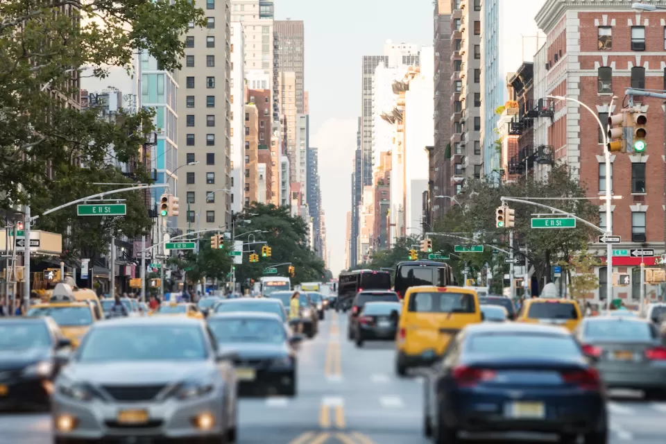 Traffic on a Manhattan street.